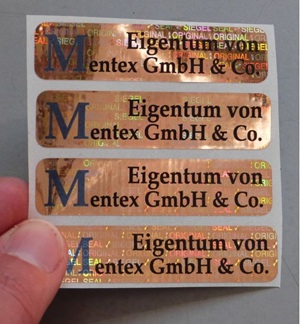 Bedruckte Hologrammfolie kupfer mit Aufdruck