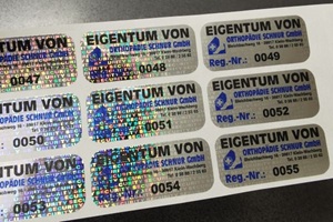Beispiel bedruckte Hologrammfolie - silber, security