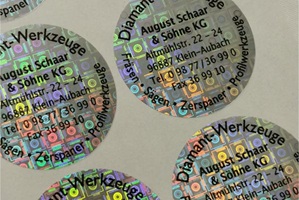 Hologrammfolie silber mit Aufdruck